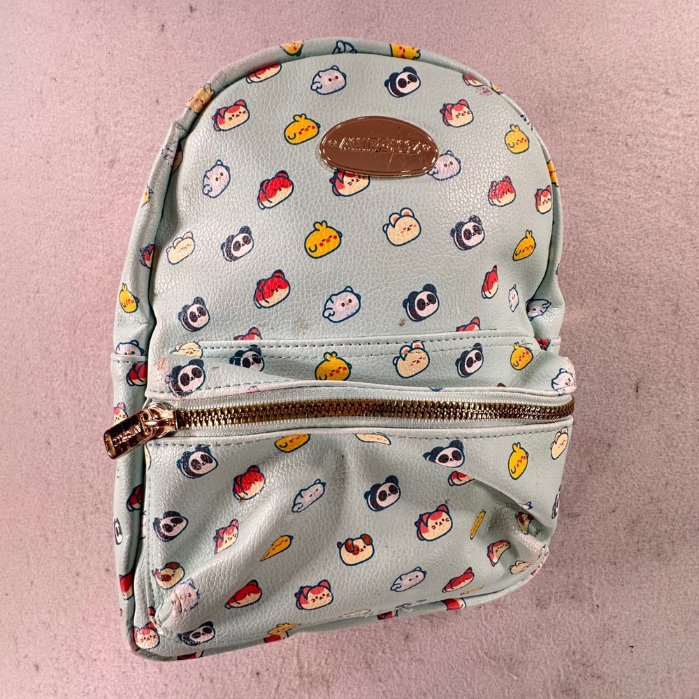 Claire's Anirollz Mini Backpack Light Blue Sushi Animal Print Rose Gold Hardware